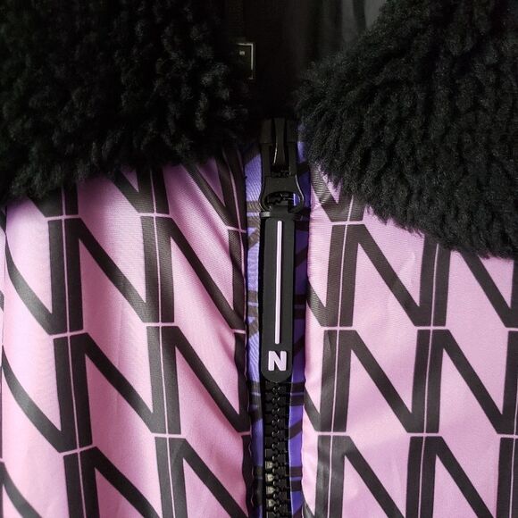 Nocturne Oversized Puffer Jacket Coat Faux Fur Collar Ombre Lined Women Large - Picture 8 of 16